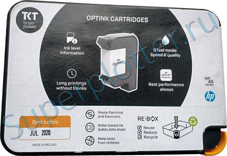 OPTINK CARTRIDGES Черная пластиковая упаковка картриджей TkT brainpower для плоттеров DOT 180 и TDOT 180